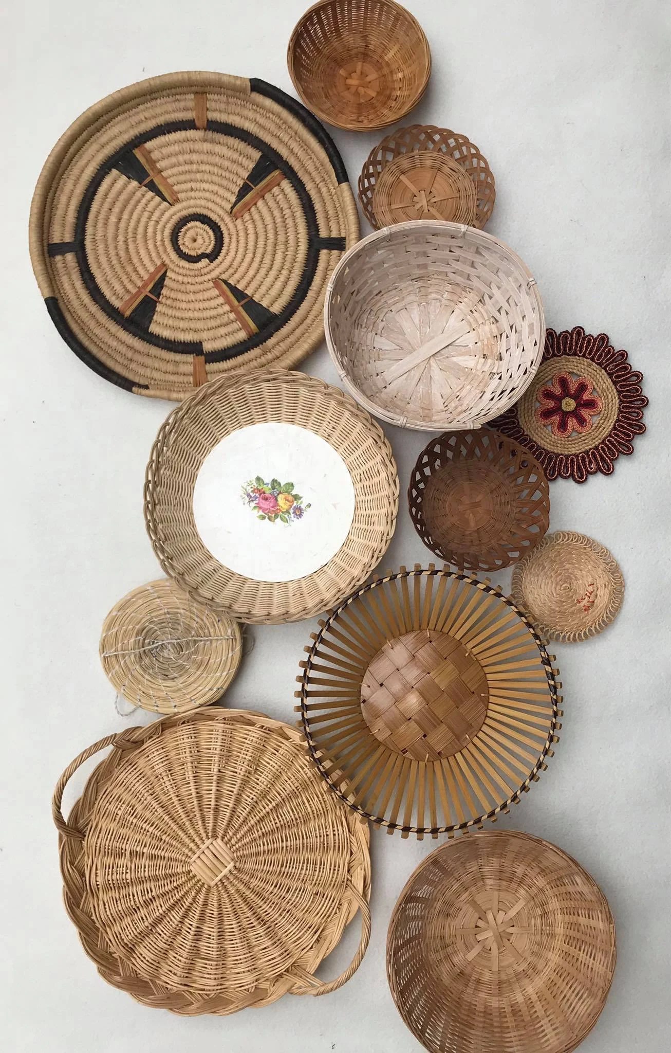 Basket Set 12 Boho wall art Woven wall basket round rattan